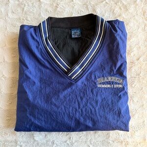Vintage Brandeis University Pullover Mens Large Blue Champion Windbreaker Swim